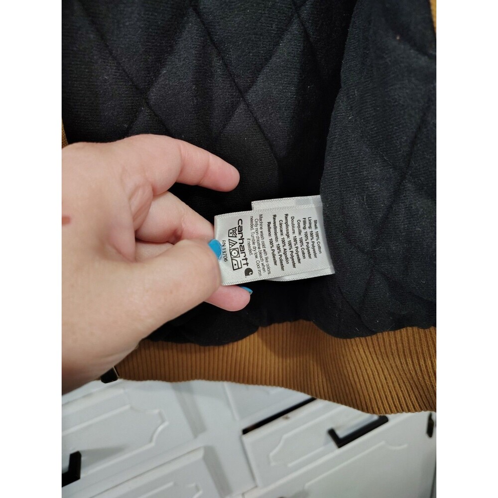 Carhartt Youth Medium 10-12 Brown Heavy Canvas Hooded Lined Coat Jacket - Picture 5 of 9